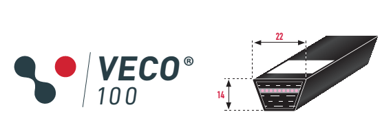 Размеры профиля C клинового ремня Veco 100